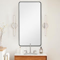 24x40 Inch Rectangle Bathroom Mirror with Black Metal Frame, Rounded Corner Rectangular Vanity Mirror for Wall, Modern Large for Bedroom, Living Room, Horizontal or Vertical
