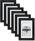 Egofine 4x6 Picture Frames Set of 6 - Made of Solid Wood Covered by Plexiglass for Table Top Display and Wall Mounting photo frame Black