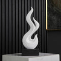 FJS White Decor Abstract Flame Statue, Modern Home Decorations for Living Room Dining Room, Resin Sculptures for Shelf Bookshelf Coffee Table Centerpiece