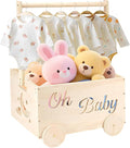 Wooden Baby Shower Crate Closet, Baby Shower Gifts Basket for Newborn Boys Girls, Personalized Babyshower Crate Box with Handle & Wheels, Pregnancy Gifts for New Mom Parents
