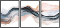 SIGNWIN Framed Canvas Print Wall Art Set Pastel Watercolor Blue Brown Ink Wave Smoke Landscape Abstract Shapes Illustrations Modern Art Decorative for Living Room, Bedroom, Office - 24