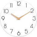 Wall Clock, 12 Inch Wooden Silent Non-Ticking, Decorative Battery Operated Wall Clocks for Bedroom, Kitchen, Home, Living Room, Office, School, Hotel (White)