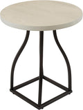 HomePop Lindsay Round Accent Table with Metal Base - White Wash