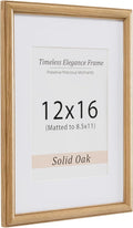 12x16 Picture Frame, Natural Solid Wooden Picture Frames with Tempered Glass, Display 8.5x11 with Mat or 12x16 Without, Vertical or Horizontal Wall Hanging Photo Frame, Natural Oak Color, 1 Pack