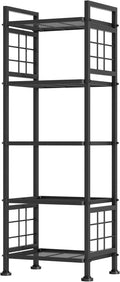 GIOTORENT 5-Wire Standing Book Shelf & Bookcase, Metal Storage Shelving Unit Pantry Rack for Laundry Kitchen Bathroom Organizer, Black