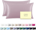 Silk Pillow Cases 2 Pack Soft Breathable and Sliky Standard Size Pillow Cases Set of 2,Natural Mulberry Satin Silk Pillowcase with Hidden Zipper for Hair and Skin (Lavender,20