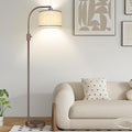 Upgraded Dimmable Floor Lamp, 1200 Lumens LED Bulb Included, Bronw Arc Floor Lamp with Linen Shade for Living Room, Bedroom, Reading Room, Nursery