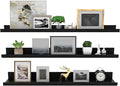 Giftgarden 36 Inch Black Floating Shelves for Wall Woodgrain Picture Ledge Large Photo Shelf for Bedroom Living Room Kitchen Bathroom Storage Shelving, Set of 3 Different Sizes