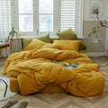 VM VOUGEMARKET Yellow Duvet Cover Sets King,Jersey Knit Cotton Gold Bedding Set (1 Duvet Cover + 2 Pillow Shams),Simple Luxury Down Comforter Cover with Zipper Closure-King,Gold