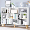 IOTXY Wooden Open Shelf Bookcase - 3-Tier Floor Standing Display Cabinet Rack with Legs, 10 Cubes Bookshelf, Warm White