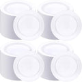 200 Pieces Disposable Plates Plastic Plates with Rim Hard Plastic Appetizer Salad Dessert Plates 7.5 Inch Heavy Duty Plates for Dinner Wedding Party Supplies(White)