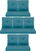 7-Piece Outdoor Patio Cushion Set - Fade & Water Resistant with Removable Olefin Cover, 22x24x4 Inch Memory Foam Cushions for Wicker Sectional Sof - Peacock Green/Buckle