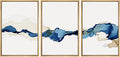 SIGNWIN 3 Piece Framed Canvas Wall Art Blue and Brown Watercolor Nature Wilderness Illustrations Abstract Traditional Relax/Calm Home Artwork Decoration for Living Room,Bedroom - 16