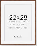 22x28 Picture Frame in Walnut, 22 x 28 Poster Frame for Wall, Solid Oak Wood Picture Frame 22