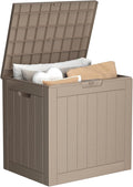 ROJIK Outdoor Storage Housing Deck Box - Waterproof Patio Furniture, Garden Tools, Cushions, Pool Accessories Storage Bench with Lockable Lid and Side Handles (Grey, 30 Gal)