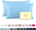 Silk Pillow Cases 2 Pack Soft Breathable and Sliky Standard Size Pillow Cases Set of 2,Natural Mulberry Satin Silk Pillowcase with Hidden Zipper for Hair and Skin (Sky Blue,20