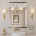 Bronze 22x30 Inch Metal Framed Mirror for Wall, Large Rounded Rectangle Mirror, Anti-Rust, Tempered Glass, Hangs Horizontally or Vertically