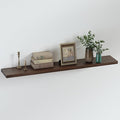 SAUMONIERES Floating Shelves 8 Inch Deep Solid Wood Wide Wall Shelf Set of 1 Wall Mounted for Bedroom Bathroom Living Room Kitchen, 48 Inch Walnut