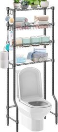Over The Toilet Storage, 4-Tier Over Toilet Shelf Organizer Metal Storage Rack Freestanding Bathroom Space Saver with Adjustable Shelves and Baskets, Gray