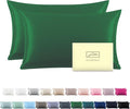 Silk Pillow Cases 2 Pack Soft Breathable and Sliky Standard Size Pillow Cases Set of 2,Natural Mulberry Satin Silk Pillowcase with Hidden Zipper for Hair and Skin (Olive Green,20