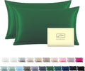 Silk Pillow Cases 2 Pack Soft Breathable and Sliky Queen Size Pillow Cases Set of 2,Natural Mulberry Satin Silk Pillowcase with Hidden Zipper for Hair and Skin (Olive Green,20