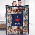 Sherpa Fleece Custom Photo Blanket - Soft, Warm, Fuzzy - Personalized Couples Gifts for Boyfriend, Girlfriend - Customized Picture Blanket for Birthday, Christmas