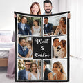 Custom Sherpa Fleece Blanket With Photos and Text - Soft Warm Fuzzy Personalized Couples Gift for Boyfriend Girlfriend - Customized Picture Blanket for Birthday Christmas - Ships Next Day