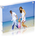 AMEITECH Acrylic Photo Frame 5x7 inches, Free Standing Desktop Double Sided Magnetic Picture Display, 10 + 10MM Thickness Clear Magnet Photo Frame with Microfiber Cloth, Gift Box Package