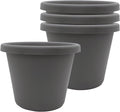 The HC Companies Classic Round Plastic Plant Pot w/Rolled Rim - Lightweight & UV Resistant Flower Pot for Herbs & More - Outdoor & Indoor Plant Pots w/Drainage (8.5 inch Warm Gray, Pack of 4)