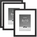 8x10 inch Picture Frame, 8x10 Photo Frames with 5x7 Removable Mat - High Definition Plexiglass - Vertical and Horizontal Display - Wall Hanging Frame - Black, 3 Pack