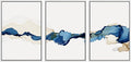 SIGNWIN 3 Piece Framed Canvas Wall Art Blue and Brown Watercolor Nature Wilderness Illustrations Abstract Traditional Relax/Calm Home Artwork Decoration for Living Room,Bedroom - 24