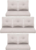 7-Piece Outdoor Patio Cushion Set - Fade & Water Resistant with Removable Olefin Cover, 22x24x4 Inch Memory Foam Cushions for Wicker Sectional Sofa – Beige/Buckle