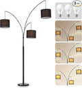 DLLT Modern Floor Lamp for Room: 3-Light Black Tree Dimmable Floor Lamps with Black Shades for Living Room - Arc Standing Lamp for Bedroom - Tall Floor Lamp for Office Corner 3 LED Bulbs Included