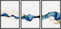 SIGNWIN 3 Piece Framed Canvas Wall Art Blue and Brown Watercolor Nature Wilderness Illustrations Abstract Traditional Relax/Calm Home Artwork Decoration for Living Room,Bedroom - 24