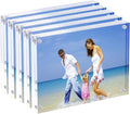 AMEITECH 5x7 Acrylic Photo Frame, Magnetic Picture Frames, 10 + 10MM Thickness Stand in Desk Table, Clear (5 Pack)