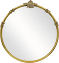 Gold Round Mirror - Baroque Style Ornate 24 Inch Mirror Suitable for Home Decoration, Bedroom, Living Room Wall Art, Retro Luxury Metal Frame Design