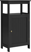 Yaheetech 4-Tier Bathroom Floor Storage Cabinet, Bathroom Free Standing Storage Organizer with Single Door and Adjustable Shelf, Narrow Side Cabinet for Living Room, Kitchen, Hallway, Black