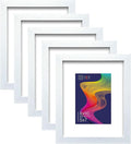 VCK Picture Frame 8×10 Set of 5 Display Pictures 5x7 with Mat or 8x10 Without Mat, High Definition Glass Multi White Photo Frames for Baby Pictures, Weddings, Portraits Display
