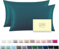 Silk Pillow Cases 2 Pack Soft Breathable and Sliky Standard Size Pillow Cases Set of 2,Natural Mulberry Satin Silk Pillowcase with Hidden Zipper for Hair and Skin (Teal,20