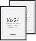 Black 18x24 Picture Frame, Large 18 by 24 Poster Frames Set of 2, Natural Oak Wood Frame 18 x 24 with Tempered Glass, 18x24 Black Wood Frames, 18