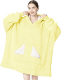Touchat Wearable Blanket Hoodie, Oversized Sherpa Fleece Sweatshirt Blanket with Giant Hood Pocket and Sleeves for Adult, Warm & Cozy Blanket Gifts for Women (Lemon Yellow)