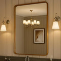 Gold 28x36 Inch Metal Framed Mirror for Wall, Large Rounded Rectangle Mirror, Anti-Rust, Tempered Glass, Hangs Horizontally or Vertically