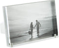 TIZO Design Horizontal 6x4 Lucite Picture Frame, Durable 1 Inch Thick Clear Lucite & Magnetic Closures, Elegant & Practical Boutique Quality Photo Frame (Multiple Colors Available)