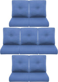 7-Piece Outdoor Patio Cushion Set - Fade & Water Resistant with Removable Olefin Cover, 22x24x4 Inch Memory Foam Cushions for Wicker Sectional Sof - Blue/Buckle