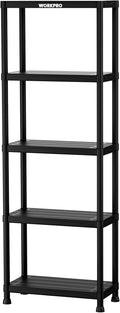 WORKPRO 5-Tier Plastic Storage Shelves, 500lb Capacity Shelving Unit, 67.1