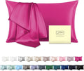 Mulberry Silk Pillow Cases Standard Size Silk Pillowcase with Zipper Soft Breathable Smooth Cooling Satin Silk Pillow Covers for Sleeping for Hair and Skin (Hot Pink,20