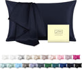 Mulberry Silk Pillowcase for Hair and Skin Pillow Case with Hidden Zipper Soft Breathable Smooth Cooling Silk Pillow Covers for Sleeping (Navy Blue, King(20
