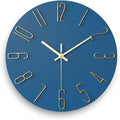 Wall Clock Battery Powered 12 inch Small Clock Analog Clock, Suitable for Home, Office, Bedroom, Kitchen, Classroom, School (Blue)