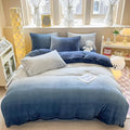 CLOTHKNOW Blue White Fluffy Comforter Sets Twin/Twin XL Dark Blue Velvet Bedding Comforter Sets Blue White Bedding Sets Soft