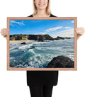 Bodega Bay Coastal Wall Art – Framed Ocean Photography Print – California Nature Landscape Poster – Seascape Decor for Living Room or Bedroom (18x24 inches) - Wooden Framed (Red Oak)